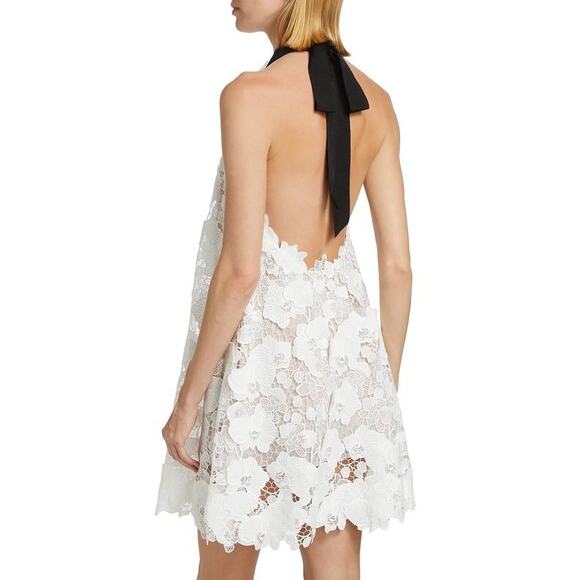 OSCAR DE LA RENTA Orchid Guipure Bubble Skirt Trapeze Dress in White 2 - Picture 4 of 6